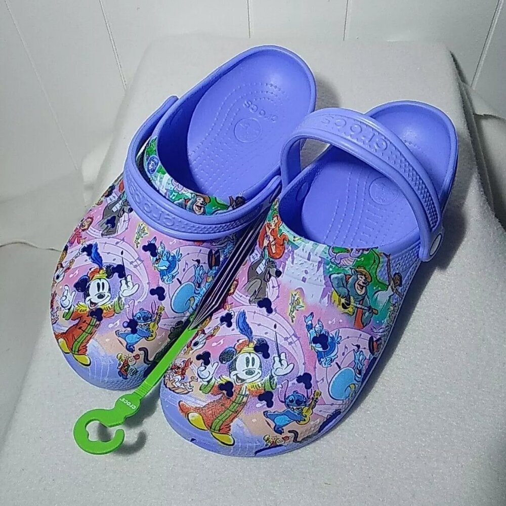 Disney Crocs 100 Years of Music & Wonder Purple Characters Mickey M/10 W/12 NWT